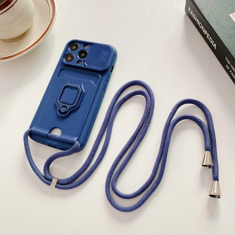 Durable TPU Ring Holder Phone Case for iPhone 14 13 12 11 Pro Max XS with Neck Lanyard