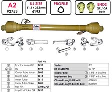PTO Shaft 800mm Compact Tractor Attachments 1,3/8" 6 Spline (61.3mm x 23.8mm UJ)