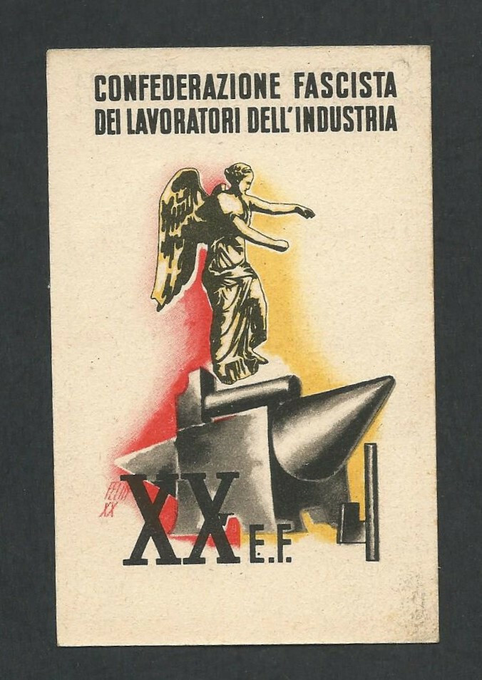 Tessera Confederazione Fascista Dei Lavoratori Dell Industria XX E F 