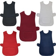 Plain Tabard Apron Workwear Cleaning Catering Salon | Large Pocket | Popper Fast