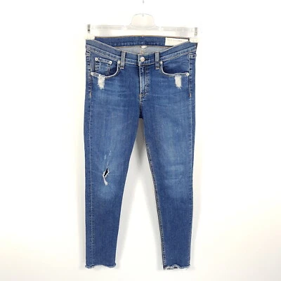 Rag & Bone Jeans Damen W28 Blau Skinny Ripped Fransen Denim Hose - Bild 1 von 4