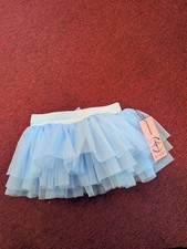 Wear Moi Nuage Skirt Sparkle Light Blue 3 Tier Tule Bow Pull on Waistband 8/10