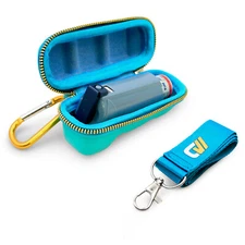 CM Turquoise Asthma Inhaler Travel Case, Does Not Include Inhaler Medicine
