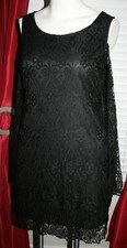 NEW black long sleeve open shoulder lace little black dress size 3X