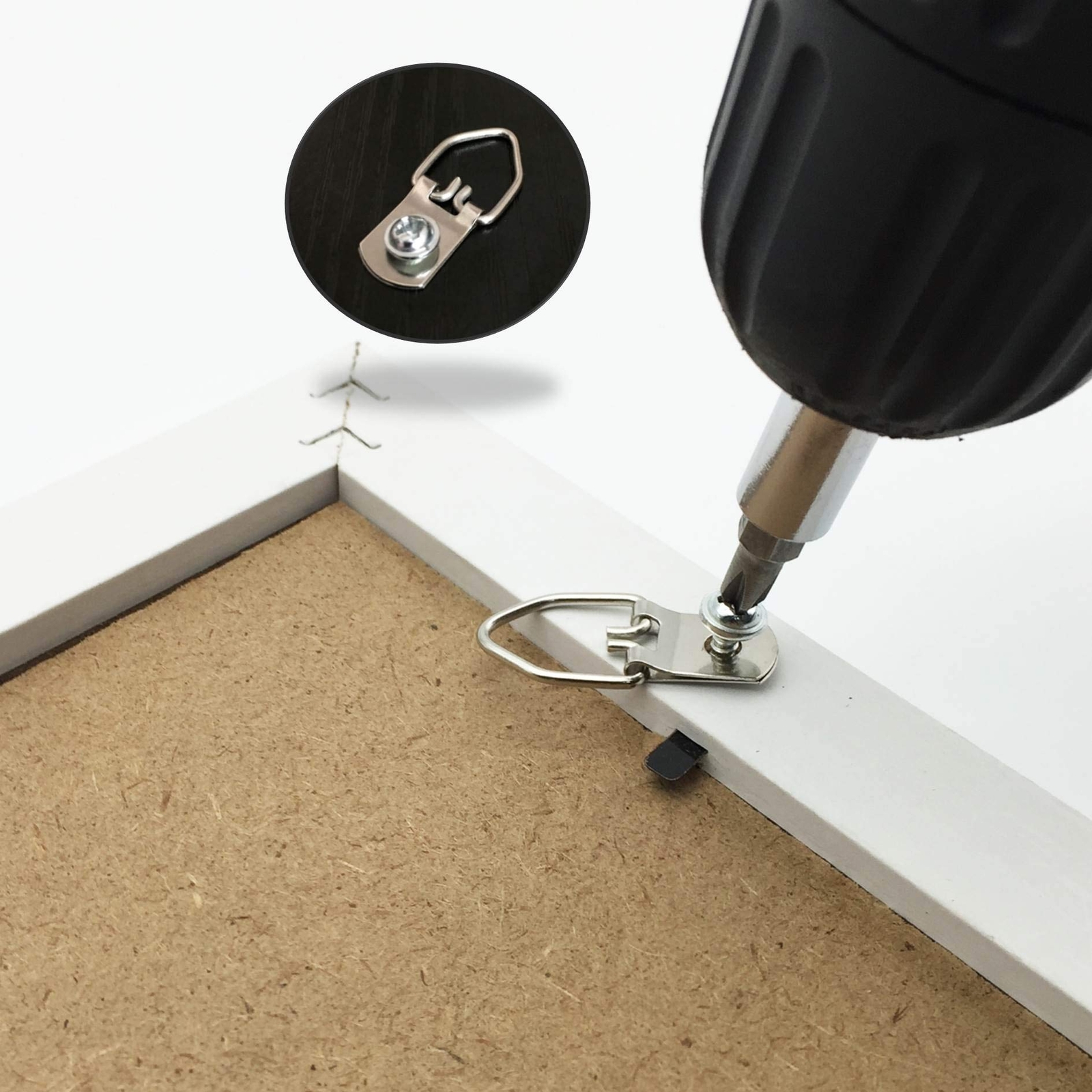 100Pcs D Rings Frame Hooks for Picture Hanging with Screws for Hard Walls