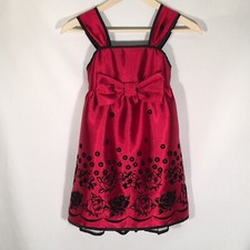 Secret Charm Dress Young Girls Red Black Floral Sleeveless Size 7
