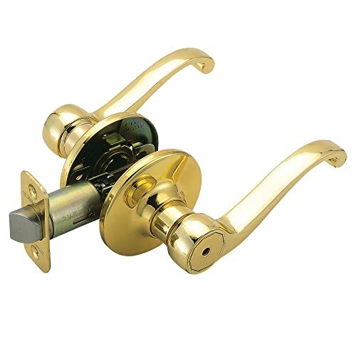 Scroll 2-Way Adjustable Brass Privacy Door Lever with Polished Finish-image