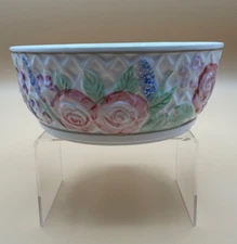 Porcelain Ben Rickert Bowl – Bas-Relief Floral Pattern – Handmade Artisan