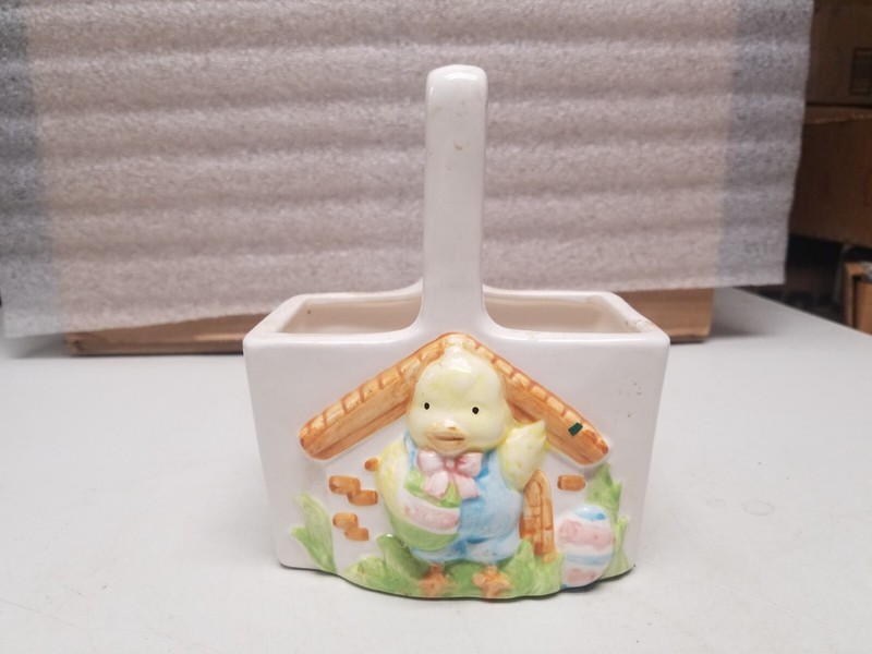 Vintage Porcelain Easter Chick Basket