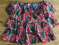 NWT Tabitha Brown for Target Tropical Print Tiered Midi Skirt Blue/Pink Size 4X