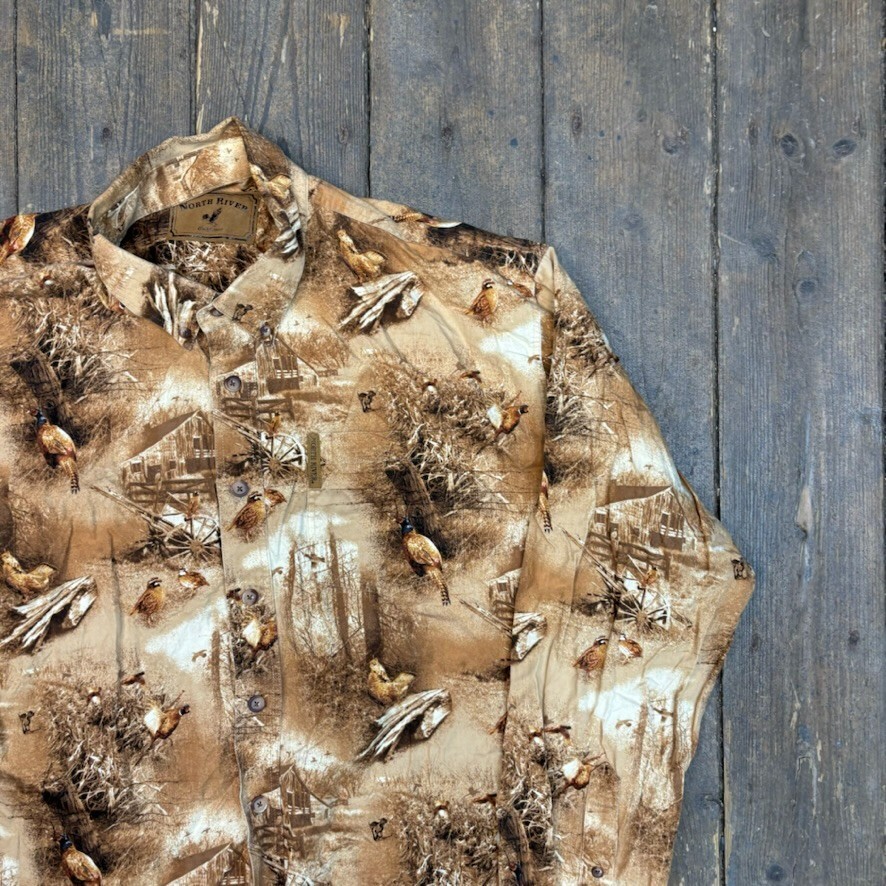 Real Tree Shirt Y2K USA Camo Vintage Army Button Down Top, Brown, Mens XL image 2