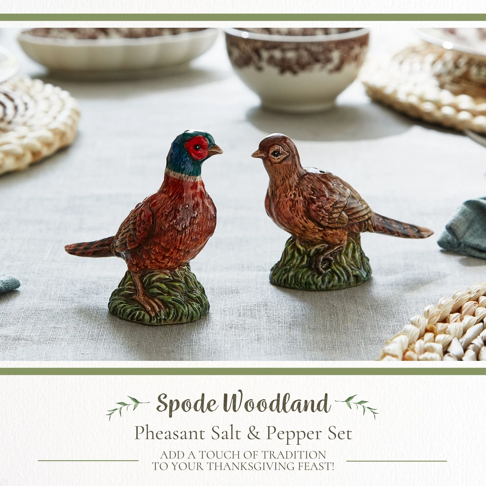 Spode Woodland Pheasant Salt and Pepper Shakers