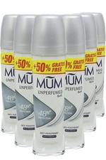 6x MUM UNPERFUMED SOFT ANTI PERSPIRANT ROLL ON DEODRANT 75ml Alcohol Free 