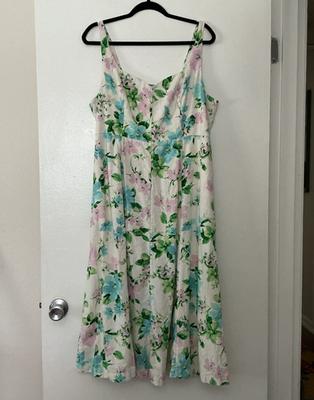 Old Navy Maxi Floral Dress XL Sleeveless Linen Smocked Resortwear Tropical  | eBay