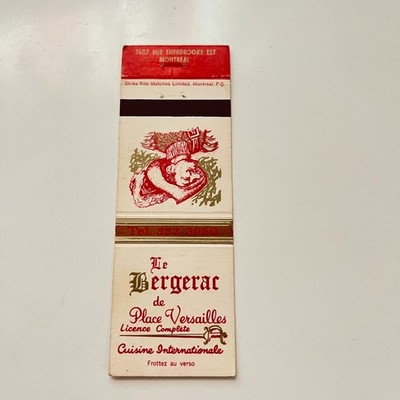 Le Bergerac De Place Versailles Vintage Matchbook Cover TMB57-4
