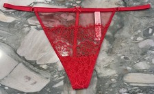 NEW Victoria Secret Dream Angels Mesh  Lace V-string Panty - Lipstick Red - XL