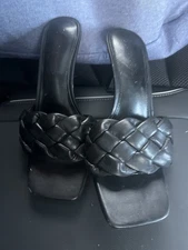 Laicigo Women’s Square Open Toe Braided Sandal  7.5 Black