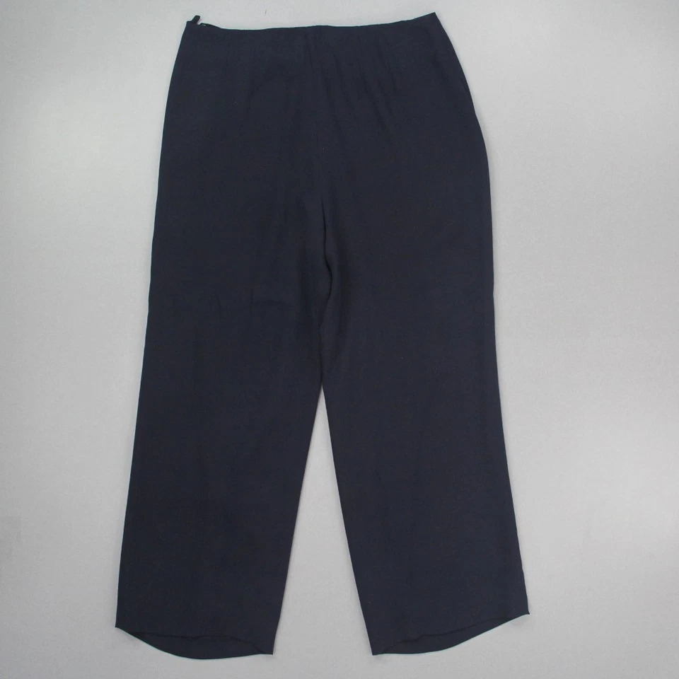 Pantalones de vestir Talbots para mujer 100 % seda pura pierna ancha talla grande 18 azul marino cremallera lateral Foto 4 de 4