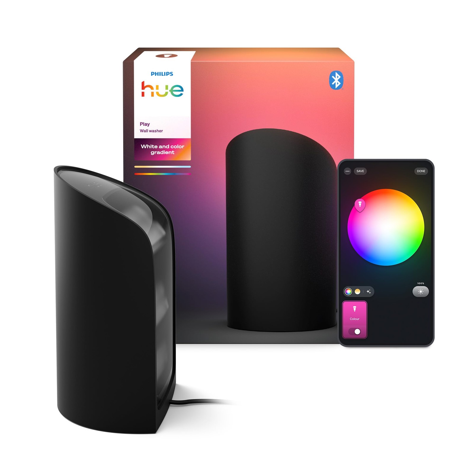 Play Wall Washer Connecté Noir White and Color Ambiance barre LED intelligente pour salon