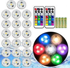 Mini Submersible LED Lights with Remote,Small Underwater Tea Light IP68 Waterp
