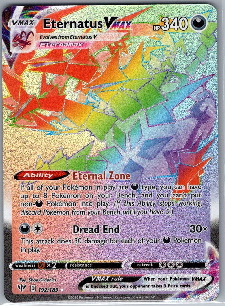 Eternatus VMAX (Secret) 192/189 SWSH03: Darkness Ablaze - Pokemon Card - NM
