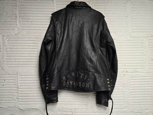 Harley Davidson LARGE ALTERNATOR Studded w Side Laces Leather Jacket XL