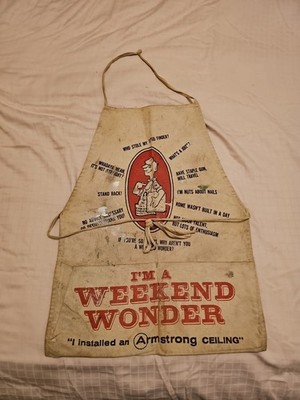 Vintage Armstrong Ceiling Tiles Cotton Apron Tool/Nail Pouch. Comical