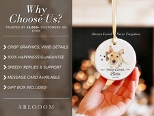 Personalized Watercolor Pet Photo Ornament Custom Dog or Cat Memorial Keepsake