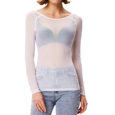 Women's Long Sleeve Sheer Mesh Sheer Top
