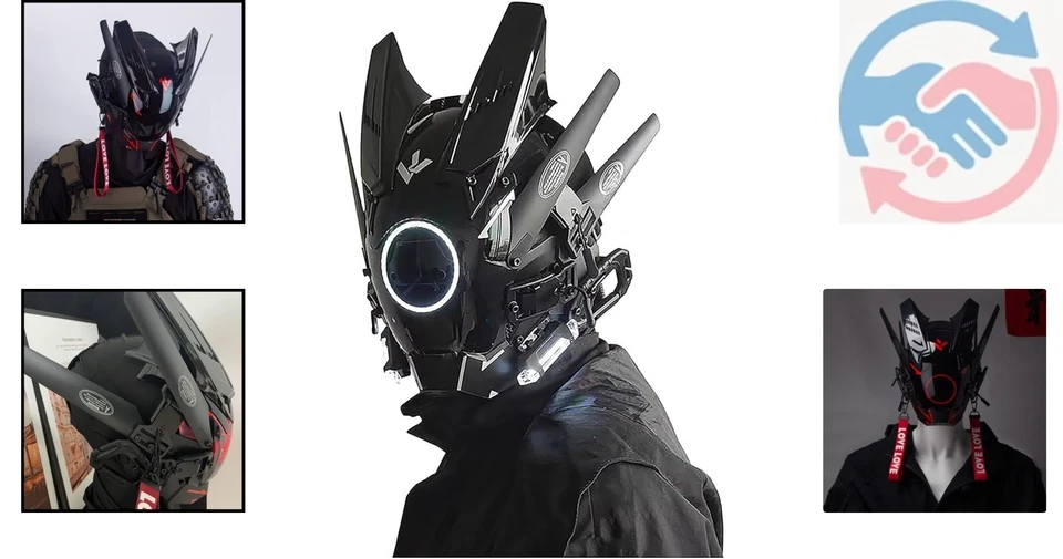 Comfortable Adjustable Punk Mask with Light – Perfect for Parties & Cosplay - Image 2 of 4