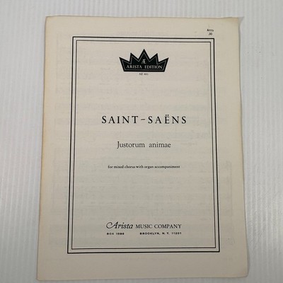 Saint-Saëns Justorum animae Sheet Music Mixed Chorus Organ Arista 1980