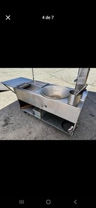 Stainless Steel Vending Cart with Compartments and Food Prep Station