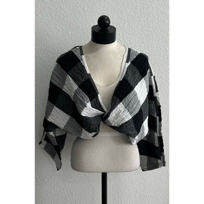 Mara Hoffman Women's Black White Gingham Check Justine Cropped Top Size Large