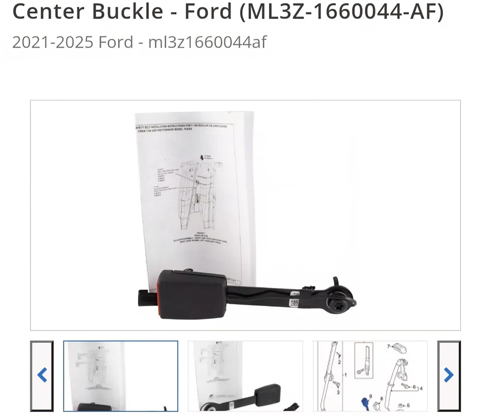 2021-2025 FORD F150 CREW CAB Center Rear Seatbelt Buckle Foto 2 de 4