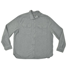 Eddie Bauer Mens Gray Flannel Button Up Shirt Long Sleeve Solid Cotton Size XL