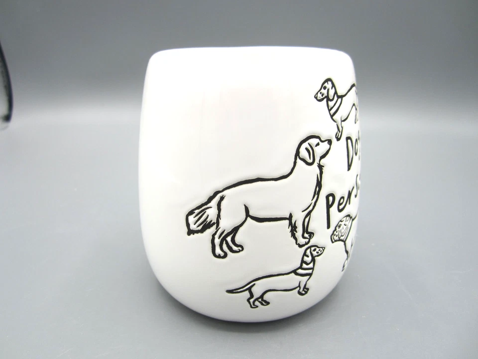 Taza de café de té Mud Pie Dog Person, blanca negra grabada para razas de perros 13 oz (324) Foto 2 de 4