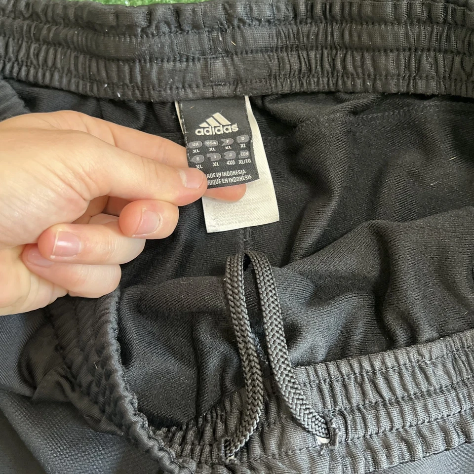 VTG Adidas Track Pants Mens XL Black White Striped Baggy Wide-Leg 20" Open Y2K - Image 3 of 4