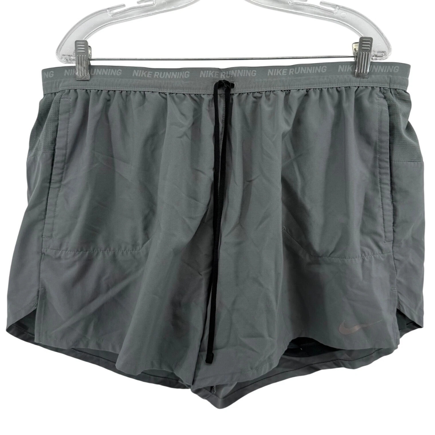 Nike Stride Dri-FIT Mens Gray Running Shorts 3XL Zipper Pocket FN2992-084