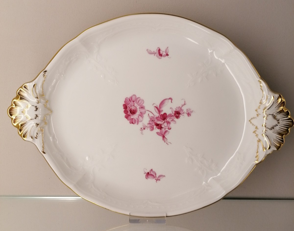 KPM Berlin Tablett Platte Neuzierat Blumen Goldstaffage Reichsapfel 1. Wahl Top