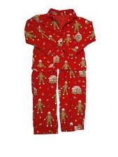 Nick and Nora Gingerbread Monkeys Cotton Flannel Pajama Set Size L RARE HTF
