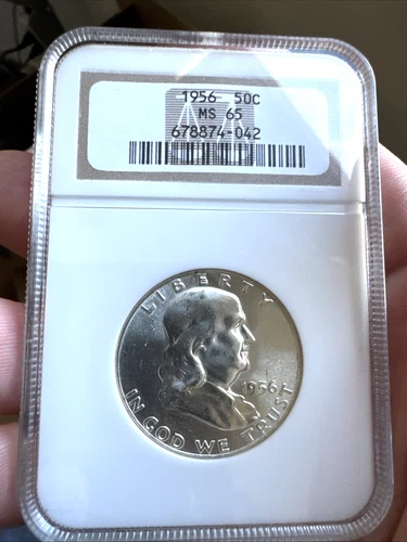 1956 Franklin Half Dollar 50C NGC MS65, Old Holder