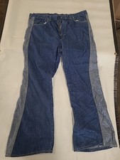 Vintage 70s Mr. Leggs Trousers Pants 34x29 Navy Zipper Flare Bottom