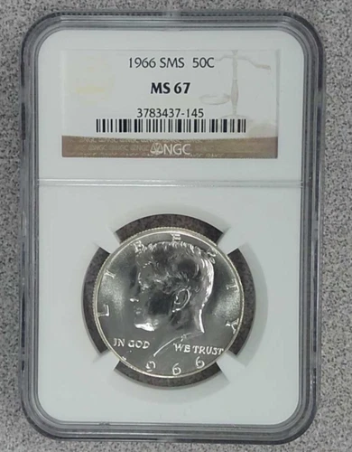 1966 40% Silver Kennedy SMS Half Dollar NGC MS67 (145)