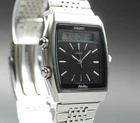 [Exc+5] Vintage Seiko Silver Wave H557-5240 Ana Digi Black Dial Men's Qz Watch