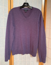 Banana Republic Sweater Men's Extra Fine Merino Wool V-Neck Pullover Purple M