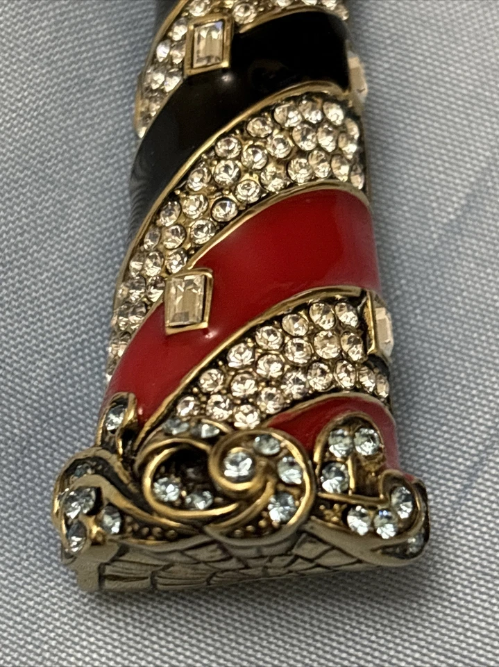 Heidi Daus Lighthouse Crystal and Enamel Pin Brooch Swarovski Elements RARE READ - Image 4 of 4