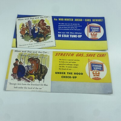 Standard Motor Gas Oil Service Station Vintage Ink Blotter Lot Of 2