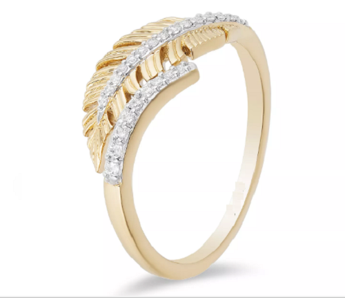 Simulated Diamond Pocahontas Ring In 14k Yellow Gold Plated