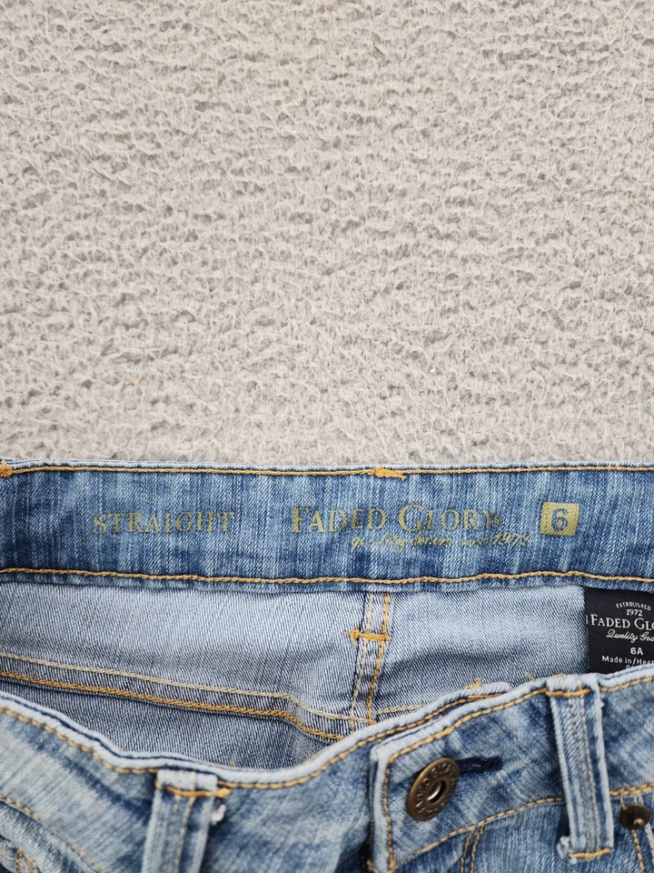 Pantalones de mezclilla para mujer 6 azules de pierna recta vintage ligeros tiro bajo 26X31 Foto 3 de 4