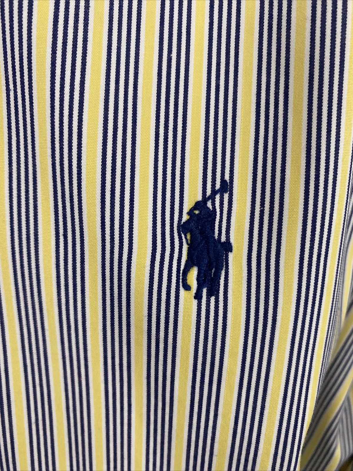 Polo Ralph Lauren Camicia Bottone A RIGHE GIALLE MANICHE LUNGHE taglia L su misura PONY